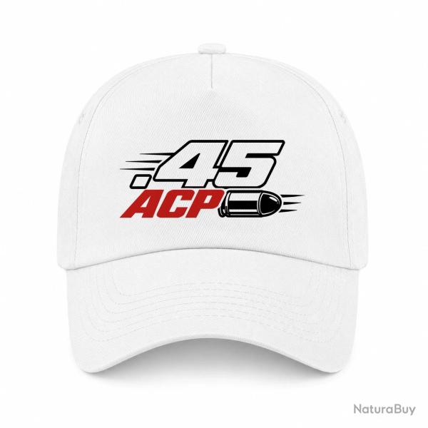 Casquette Tir Sportif - Calibre .45 ACP - Blanc / Orange