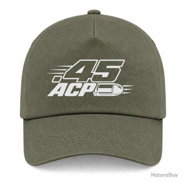 Casquette Tir Sportif - Calibre .45 ACP - Kaki / Blanc
