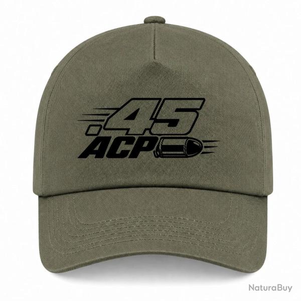 Casquette Tir Sportif - Calibre .45 ACP - Kaki / Noir
