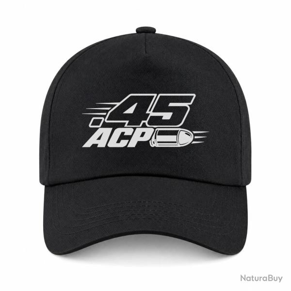Casquette Tir Sportif - Calibre .45 ACP - Noir