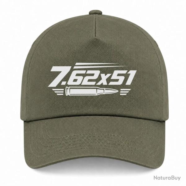 Casquette Tir Sportif - Calibre 7.62�51 - Kaki / Blanc