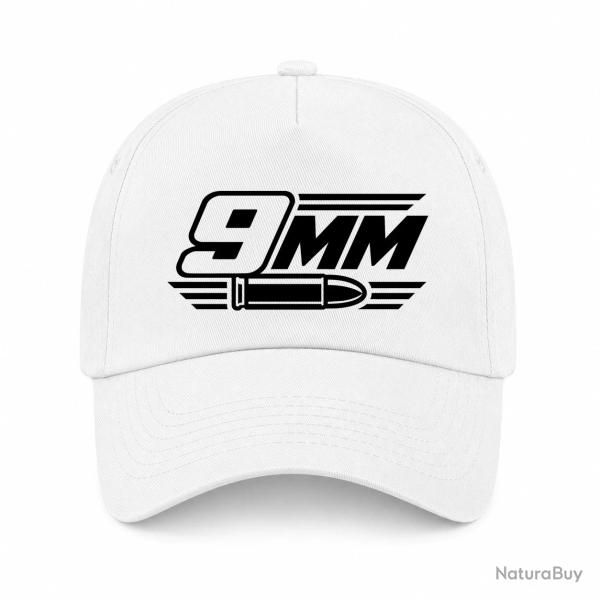 Casquette Tir Sportif - Calibre 9 mm - Blanc