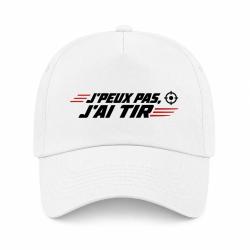 Casquette Tir Sportif - J'peux pas, j'ai tir - Cible orange - Blanc / Orange