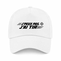 Casquette Tir Sportif - J'peux pas, j'ai tir - Cible orange - Blanc
