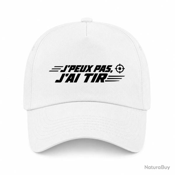 Casquette Tir Sportif - J'peux pas, j'ai tir - Cible orange - Blanc
