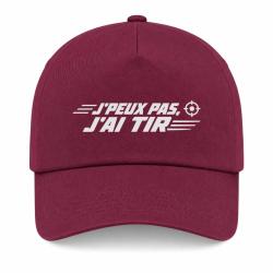 Casquette Tir Sportif - J'peux pas, j'ai tir - Cible orange - Bordeaux