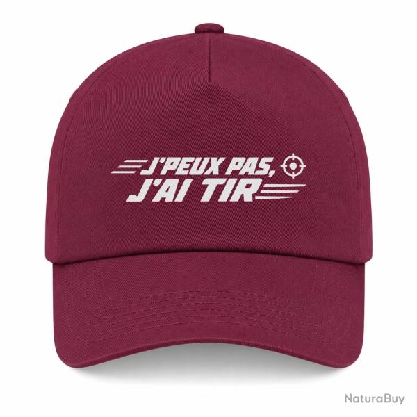 Casquette Tir Sportif - J'peux pas, j'ai tir - Cible orange - Bordeaux