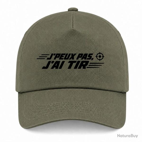 Casquette Tir Sportif - J'peux pas, j'ai tir - Cible orange - Kaki / Noir