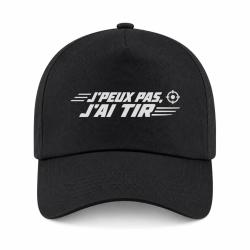 Casquette Tir Sportif - J'peux pas, j'ai tir - Cible orange - Noir