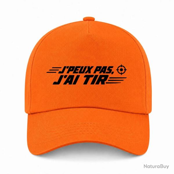 Casquette Tir Sportif - J'peux pas, j'ai tir - Cible orange - Orange