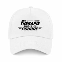 Casquette Tir Sportif - Ma th&eacute;rapie sent la poudre - Cible et balle - Blanc