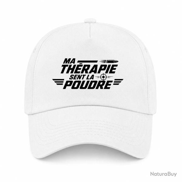 Casquette Tir Sportif - Ma th�rapie sent la poudre - Cible et balle - Blanc
