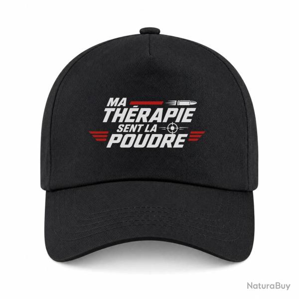 Casquette Tir Sportif - Ma th�rapie sent la poudre - Cible et balle - Noir / Orange