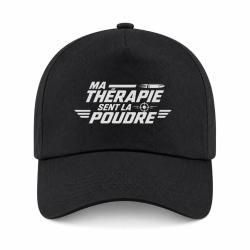 Casquette Tir Sportif - Ma th&eacute;rapie sent la poudre - Cible et balle - Noir