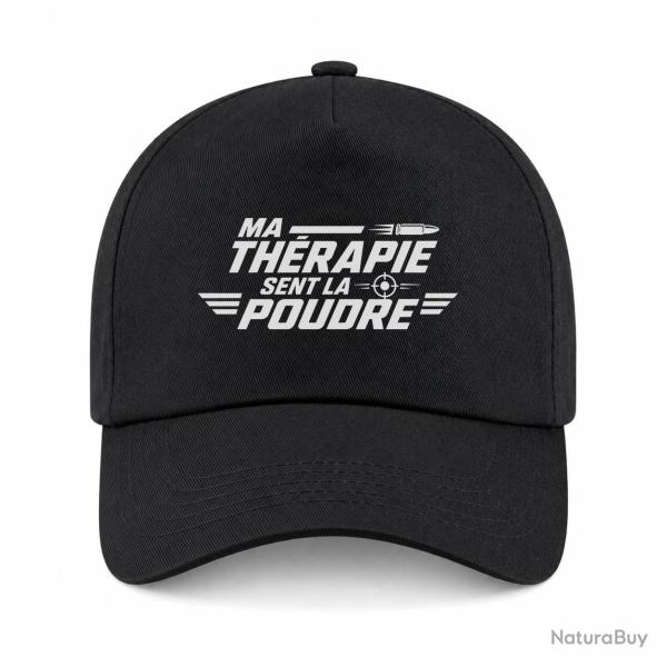 Casquette Tir Sportif - Ma th�rapie sent la poudre - Cible et balle - Noir