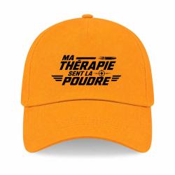 Casquette Tir Sportif - Ma th&eacute;rapie sent la poudre - Cible et balle - Jaune