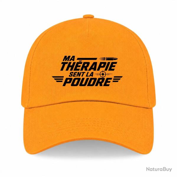 Casquette Tir Sportif - Ma th�rapie sent la poudre - Cible et balle - Jaune