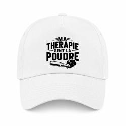 Casquette Tir Sportif - Ma th&eacute;rapie sent la poudre - Douilles - Blanc
