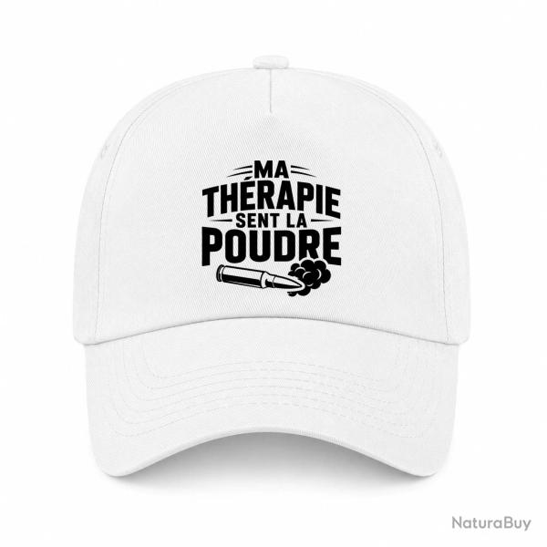 Casquette Tir Sportif - Ma th�rapie sent la poudre - Douilles - Blanc
