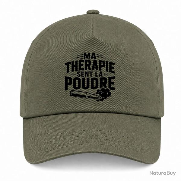 Casquette Tir Sportif - Ma th�rapie sent la poudre - Douilles - Kaki / Noir