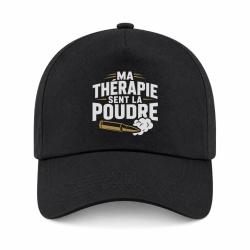 Casquette Tir Sportif - Ma th&eacute;rapie sent la poudre - Douilles - Noir / Orange