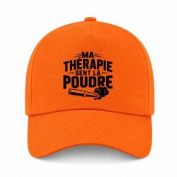Casquette Tir Sportif - Ma th&eacute;rapie sent la poudre - Douilles - Orange