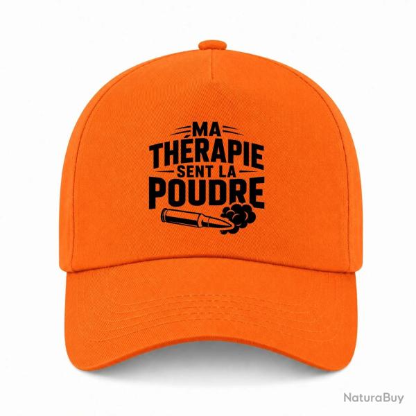 Casquette Tir Sportif - Ma th�rapie sent la poudre - Douilles - Orange