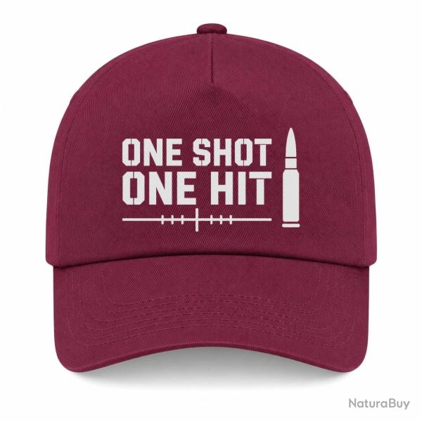 Casquette Tir Sportif - One Shot One Hit - Cartouche - Bordeaux