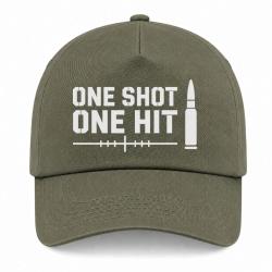Casquette Tir Sportif - One Shot One Hit - Cartouche - Kaki / Blanc