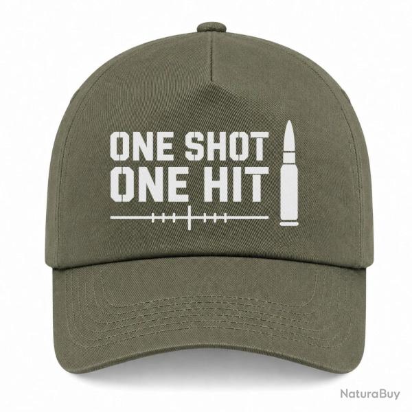 Casquette Tir Sportif - One Shot One Hit - Cartouche - Kaki / Blanc