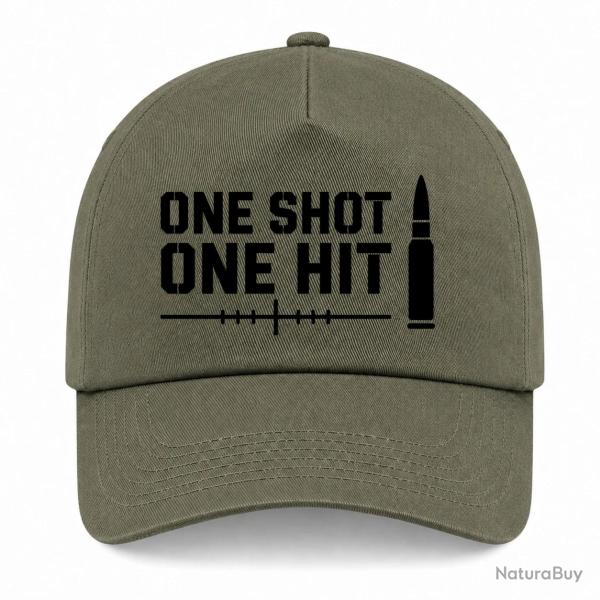 Casquette Tir Sportif - One Shot One Hit - Cartouche - Kaki / Noir