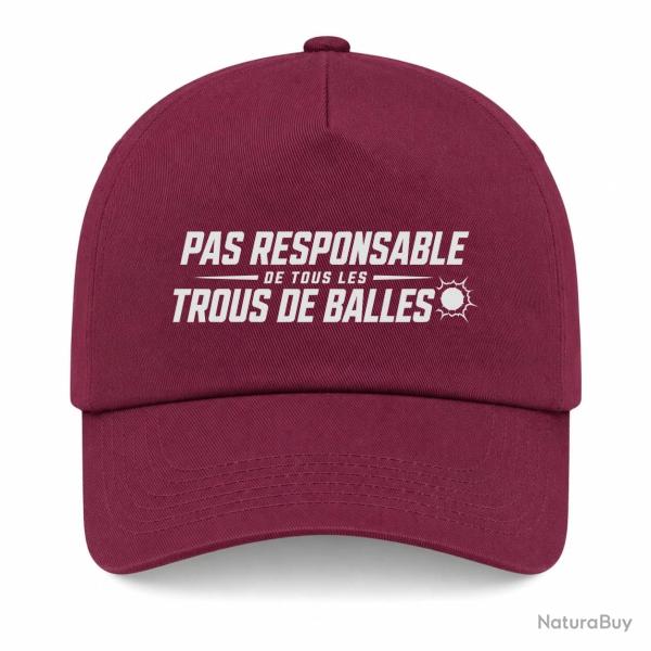 Casquette Tir Sportif - Pas responsable des trous de balles - Rouge - Bordeaux