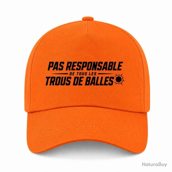 Casquette Tir Sportif - Pas responsable des trous de balles - Rouge - Orange