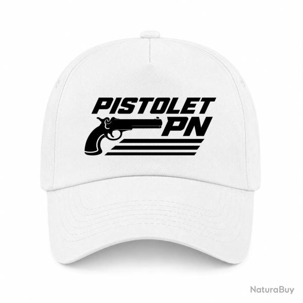 Casquette Tir Sportif - Pistolet PN - Blanc