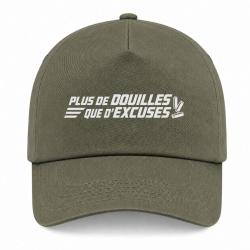 Casquette Tir Sportif - Plus de douilles que d'excuses - Kaki / Blanc