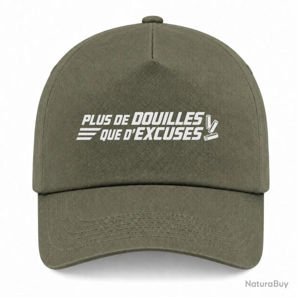 Casquette Tir Sportif - Plus de douilles que d'excuses - Kaki / Blanc