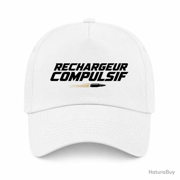 Casquette Tir Sportif - Rechargeur compulsif - Typographie balle - Blanc / Orange