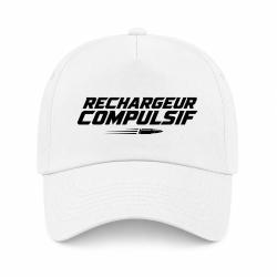 Casquette Tir Sportif - Rechargeur compulsif - Typographie balle - Blanc