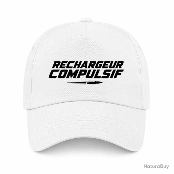 Casquette Tir Sportif - Rechargeur compulsif - Typographie balle - Blanc