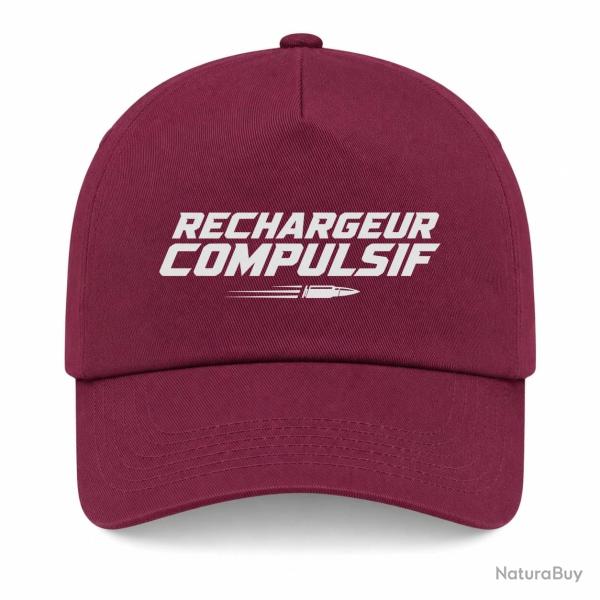 Casquette Tir Sportif - Rechargeur compulsif - Typographie balle - Bordeaux