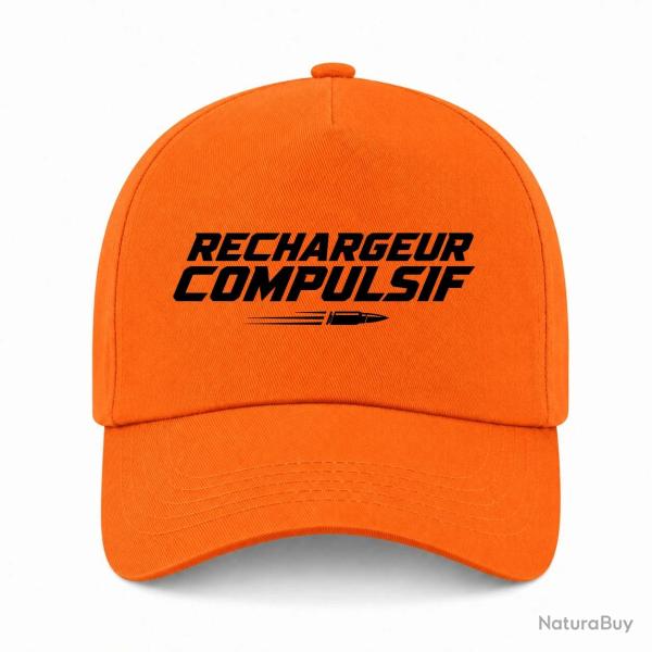 Casquette Tir Sportif - Rechargeur compulsif - Typographie balle - Orange