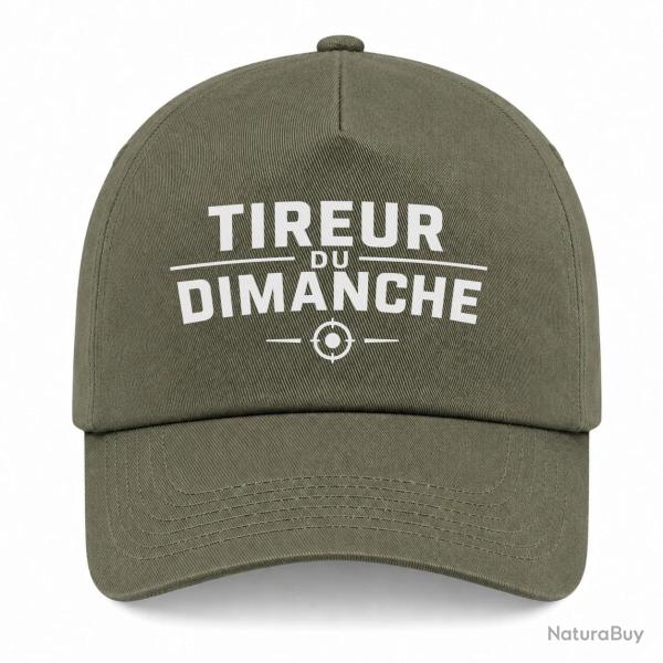 Casquette Tir Sportif - Tireur du dimanche - Typographie cible - Kaki / Blanc