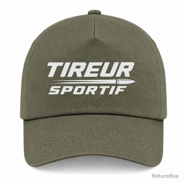Casquette Tir Sportif - Tireur sportif - Typographie - Kaki / Blanc