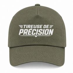 Casquette Tir Sportif - Tireuse de pr&eacute;cision - Kaki / Blanc