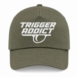 Casquette Tir Sportif - Trigger Addict - D&eacute;tente typographique - Kaki / Blanc