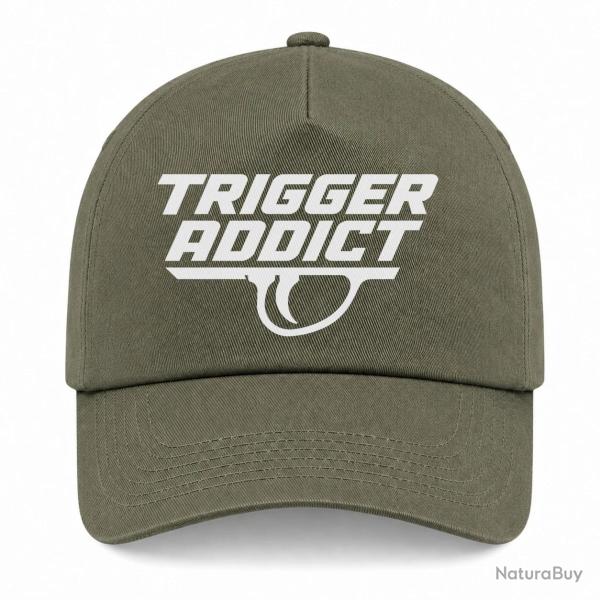 Casquette Tir Sportif - Trigger Addict - D�tente typographique - Kaki / Blanc