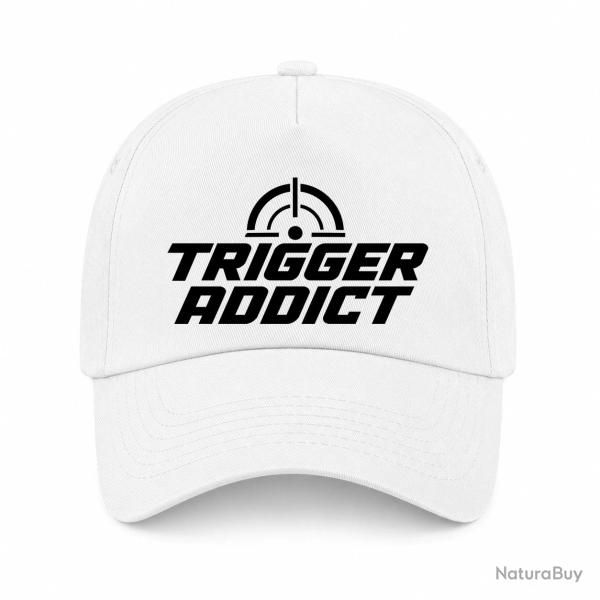 Casquette Tir Sportif - Trigger Addict - Typographie - Blanc