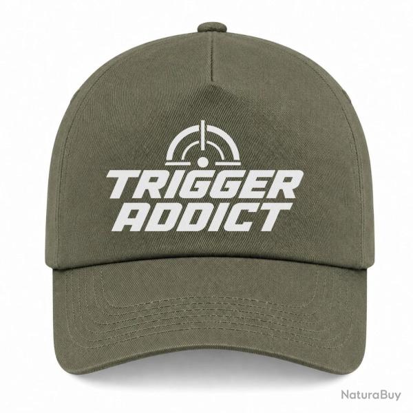 Casquette Tir Sportif - Trigger Addict - Typographie - Kaki / Blanc
