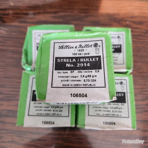 Ogives 2914 SELLIER BELLOT cal.5,6 /.224 mm SP 55gr /100