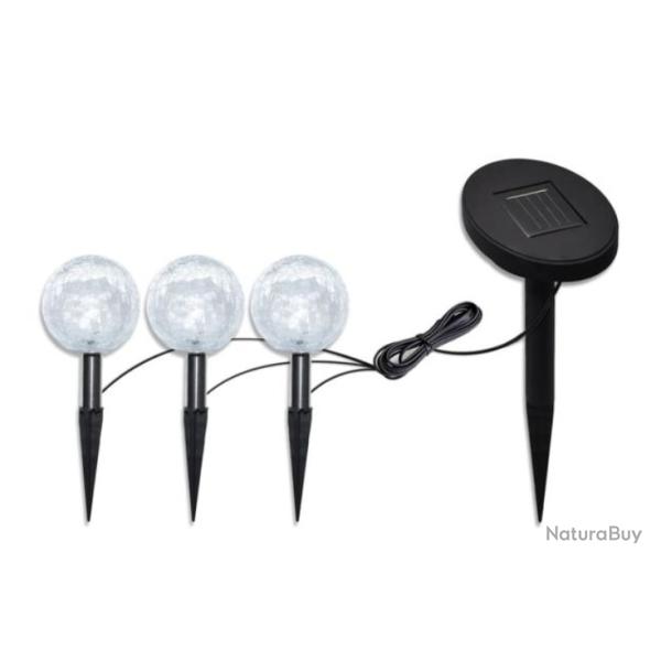 Lampes jardin LED solaires 3 pcs boules 9,5 cm avec piquets